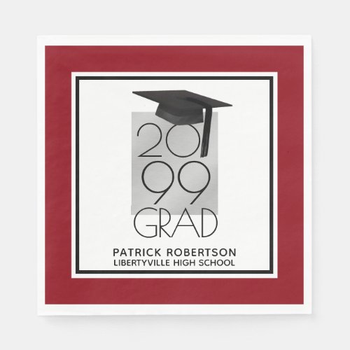 Modern GRAD Red Class Year Typography Graduation Napkins