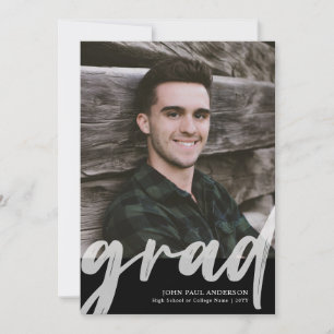 Modern GRAD Script High School 2 Photo Graduation Announcement