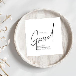 Modern Grad Script Typography Graduation Napkins