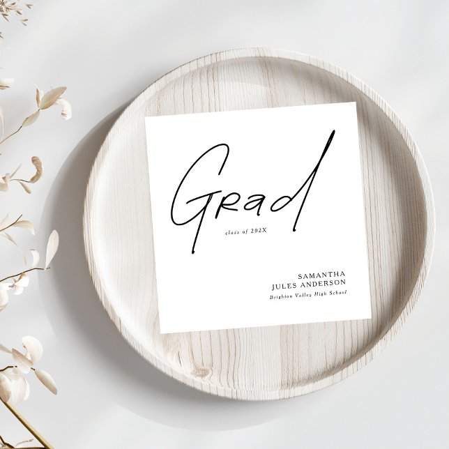 Modern Grad Script Typography Graduation Napkins (Creator Uploaded)