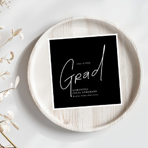 Modern Grad Script Typography Graduation Napkins