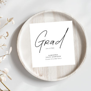 Modern Grad Script Typography Graduation Napkins