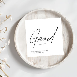 Modern Grad Script Typography Graduation Napkins