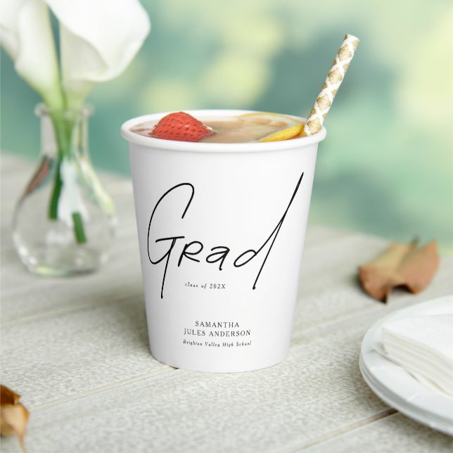 Modern Grad Script Typography Graduation Paper Cups (Insitu)