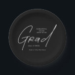Modern Grad Script Typography Graduation Paper Plates<br><div class="desc">Celebrate your graduate in style with these Modern Grad Script Typography Graduation Paper Plates. Designed with elegant script lettering and clean modern typography, these stylish plates add a sophisticated touch to your graduation party décor. Perfect for high school graduation celebrations, college graduation parties, and6 gatherings, they are ideal for serving...</div>