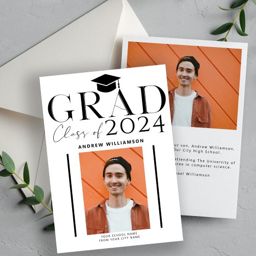 Modern grad typography graduate photo graduation announcement