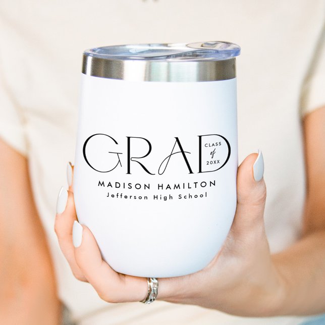 Modern Grad Typography Graduation Thermal Wine Tumbler (Creator Uploaded)