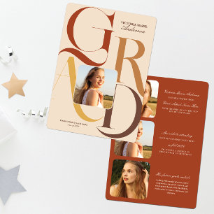 Modern Grad Typography Photo Graduation Announcement