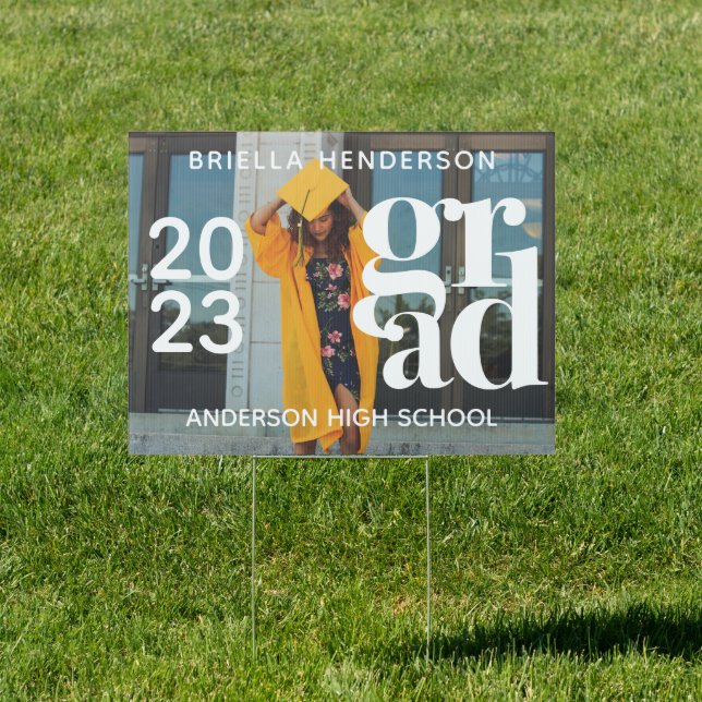 Modern Grad Typography Photo Yard Sign (Insitu)
