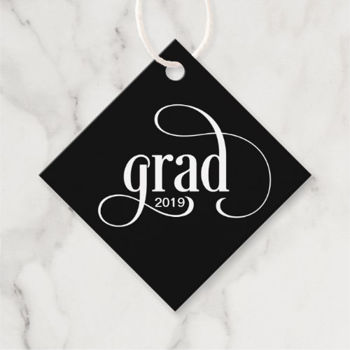 Modern Grad Typography with Class Year Favor Tags