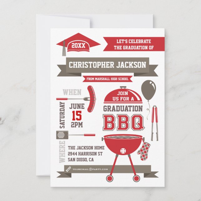 Modern Gradation BBQ Invitation (Front)
