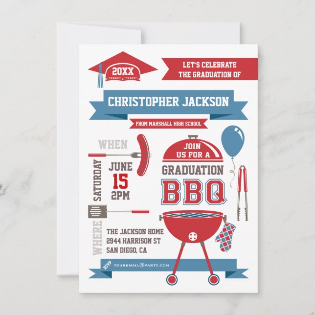 Modern Gradation BBQ Invitation (Front)