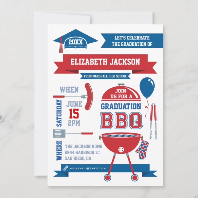 Modern Gradation BBQ Invitation (Front)