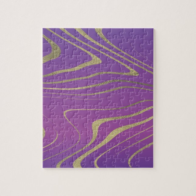 Modern Gradient and Faux Foil Swirl Jigsaw Puzzle (Vertical)