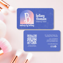 Modern Gradient Blue Pink Monogram Makeup Artist