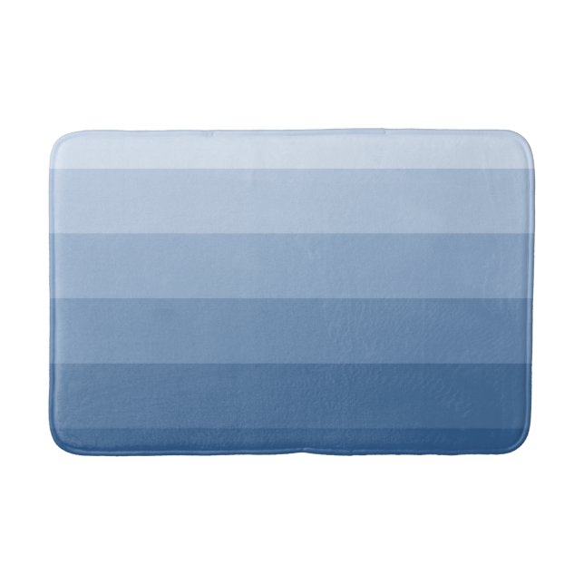 Modern Gradient Blue Stripes Bathroom Mat (Front)