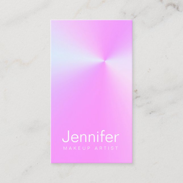 Modern gradient colorful holographic makeup artist business card (Front)
