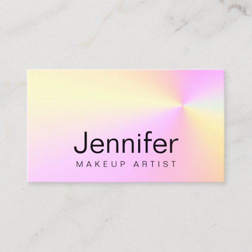 Modern gradient colorful holographic makeup artist business card