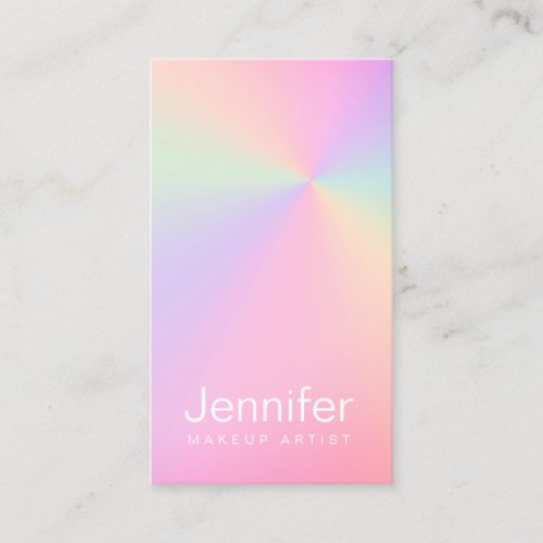 Modern gradient colorful holographic makeup artist business card