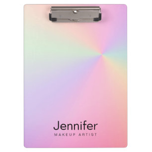 Modern gradient colorful holographic makeup artist clipboard