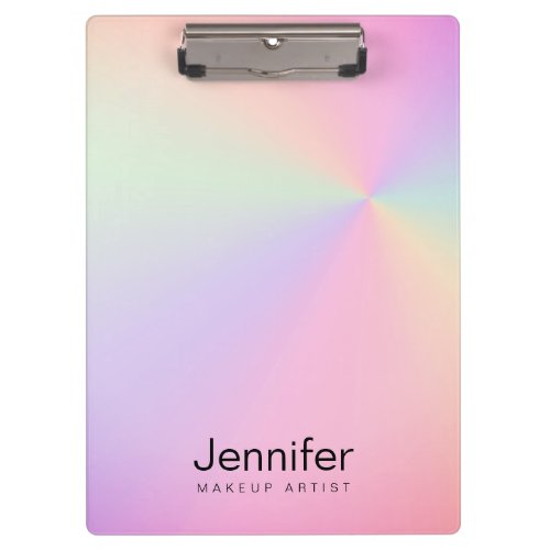 Modern gradient colorful holographic makeup artist clipboard