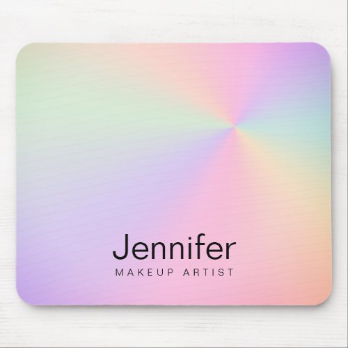 Modern gradient colorful holographic makeup artist mouse pad
