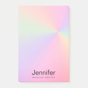 Modern gradient colorful holographic makeup artist post-it notes