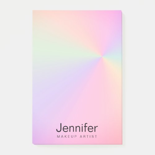 Modern gradient colorful holographic makeup artist post_it notes