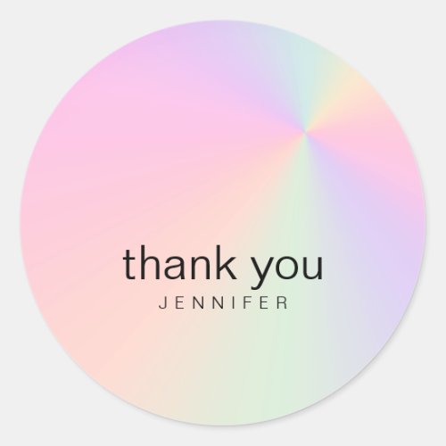 Modern gradient colorful holographic thank you classic round sticker