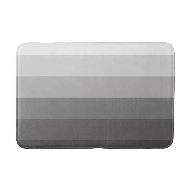Modern Gradient Gray Stripes Bath Mat (Front)