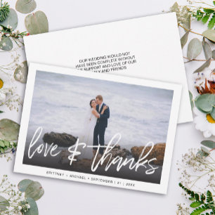 Modern Gradient Love & Thanks Hand Lettered Photo Thank You Card