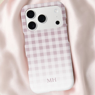 Modern Gradient Minimal Gingham Chic Monogram iPhone 17 Pro Case