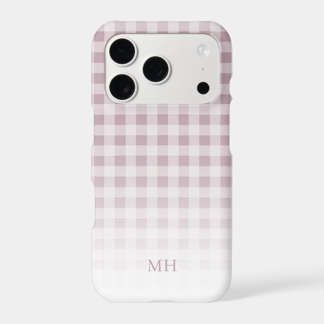 Modern Gradient Minimal Gingham Chic Monogram Iphone Case (Back)