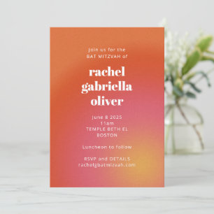 Modern Gradient Orange Bat Mitzvah Celebration Invitation