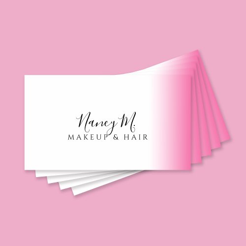 Modern gradient pink white makeup  hair  business card