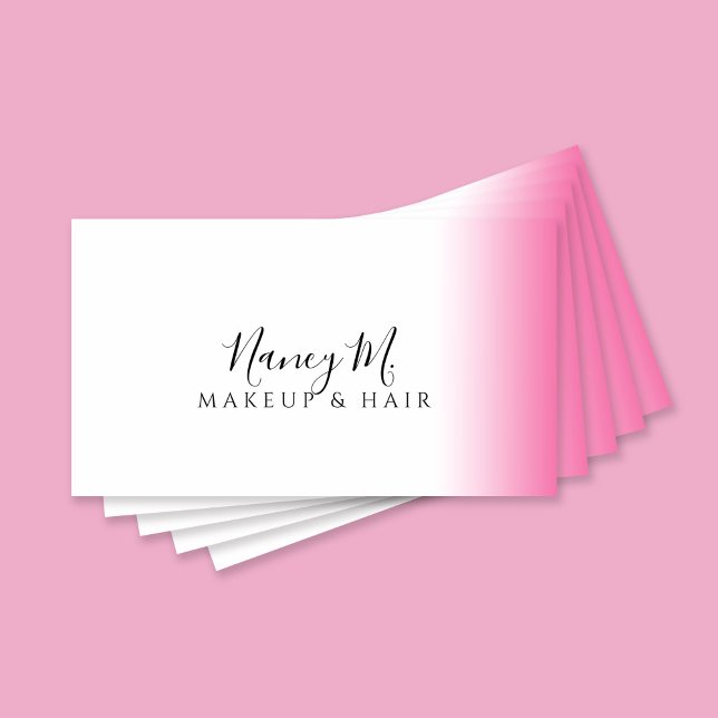Modern gradient pink white makeup & hair  business card (Creator Uploaded)