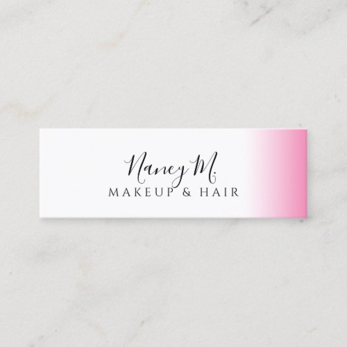Modern gradient pink white makeup  hair  mini business card