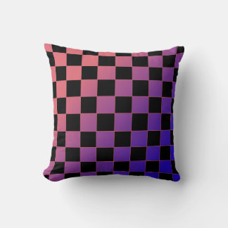Modern Gradient Purple Pink Checkerboard  Throw Pillow