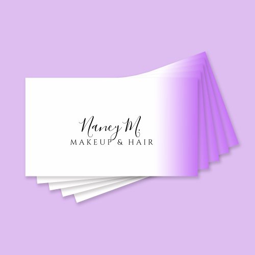 Modern gradient purple white makeup  hair  business card