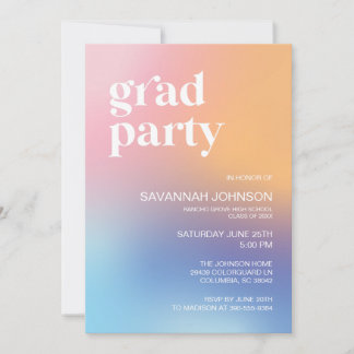 Modern Gradient Rainbow Grad Party Invitation