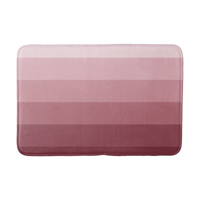 Modern Gradient Rose Red Stripes Bathroom Mat (Front)