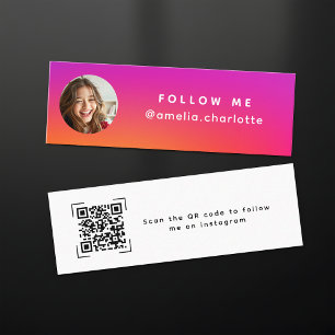 Modern Gradient Social Media Networking QR Code Mini Business Card