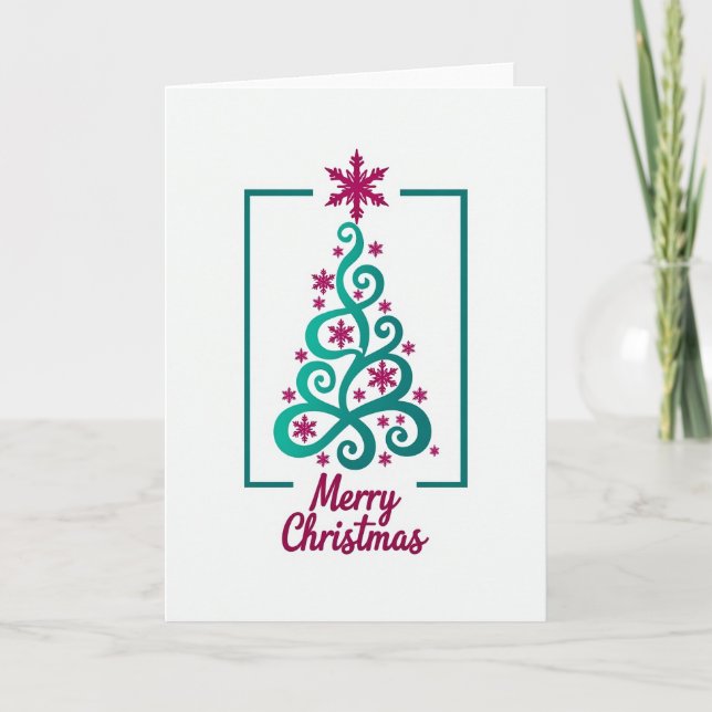 Modern Gradient Tree Christmas Card (Front)