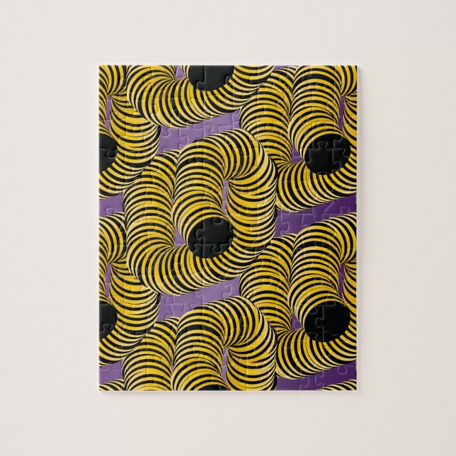 Modern Gradient Trippy Tunnels Yellow Bee Jigsaw Puzzle (Vertical)