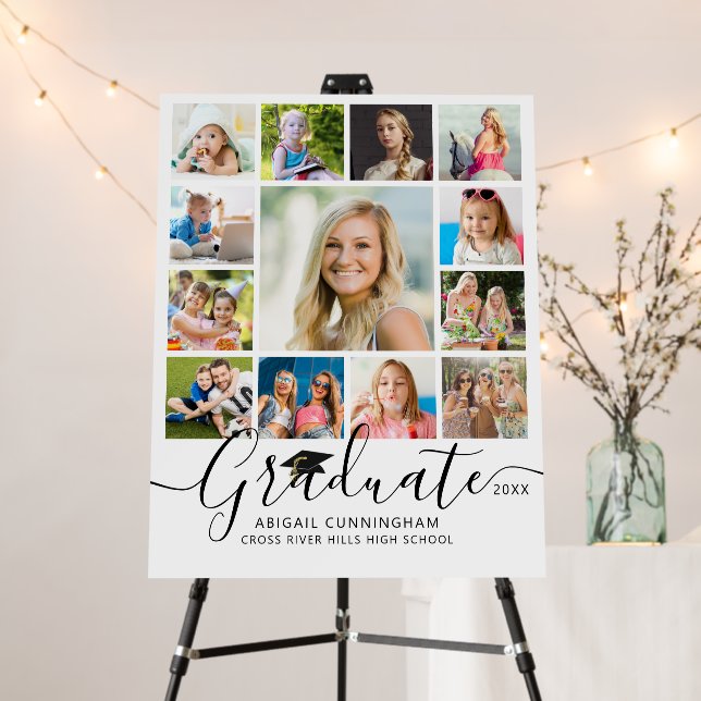 Modern Graduate 13 Photo Collage Script Foam Board (In Situ (Stand))