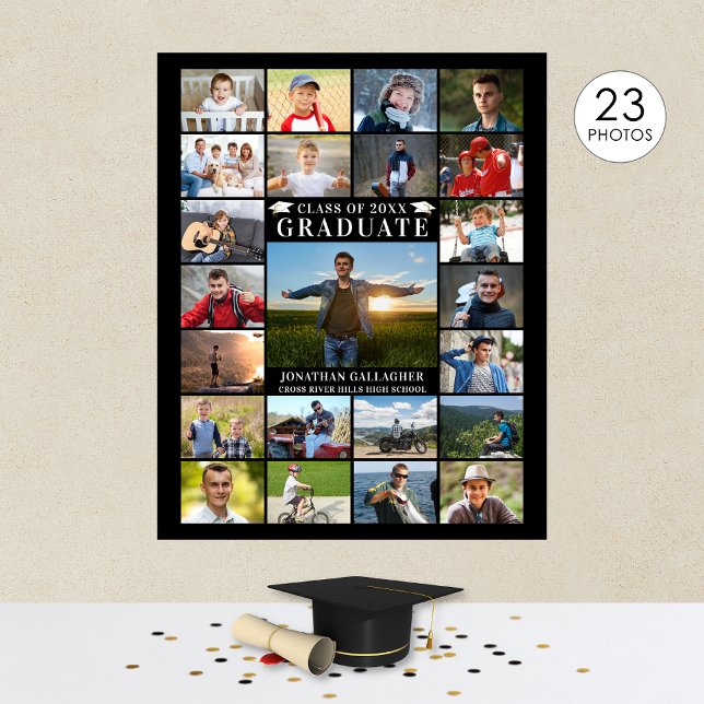 Modern Graduate 23 Photo Collage Custom Color Poster (Creator Uploaded)