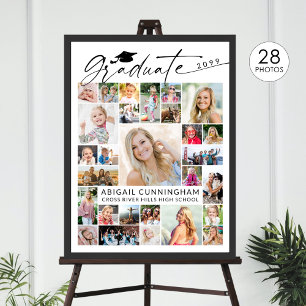 Modern Graduate 28 Photo Collage Party Display Poster