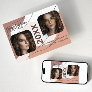 Modern Graduate   2 Photo Collage Graduation Announcement