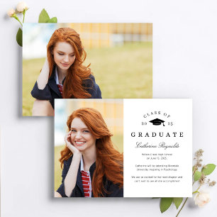 Modern Graduate 2 Photos Graduation Announcement