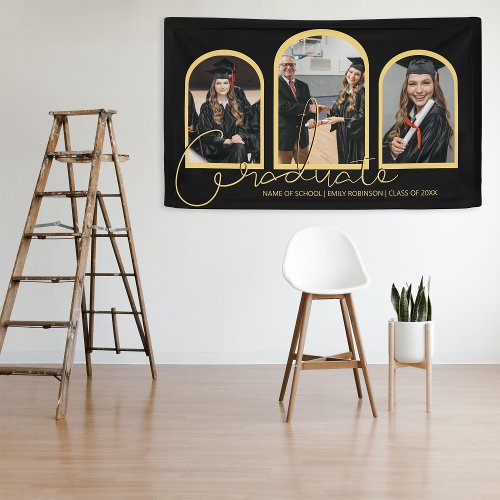 Modern Graduate  3 Arched Photo Collage  Banner